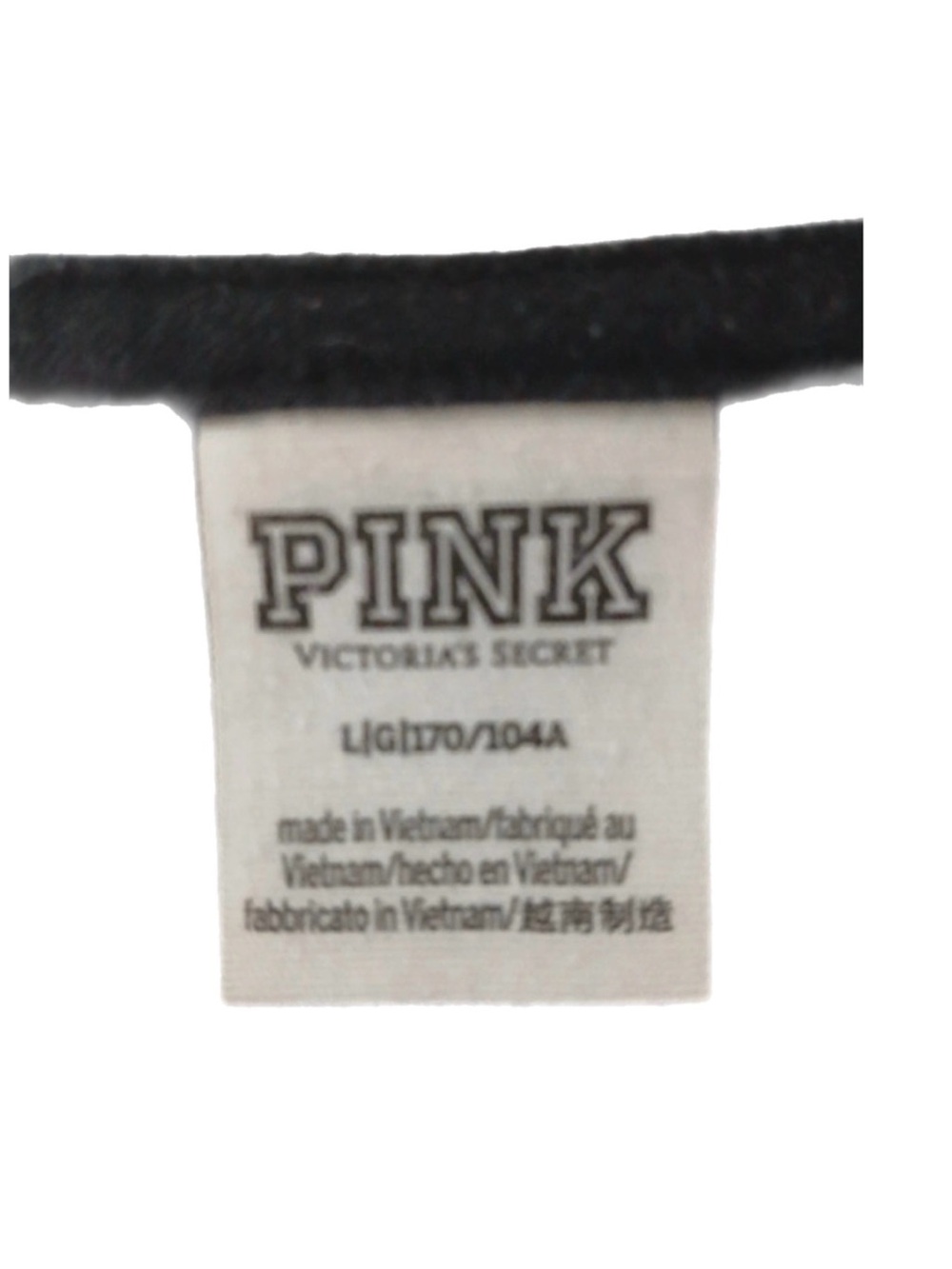 PINK Victoria's Secret Black Long Sleeve Tee with Gray Trim and Logo - Picture 3 of 3